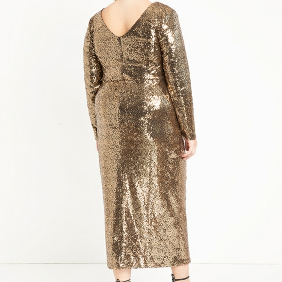 GALA Outfit Gold Sequin Maxi Dress with Wrap Skirt - Picture 3 of 7